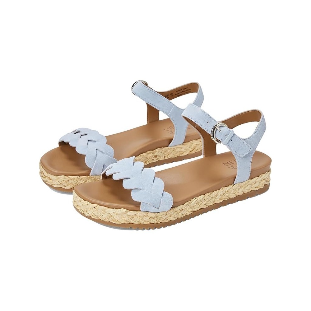 Naturalizer Neila Sandal Womens 11M Blue Leather Braided Espadrille Platform